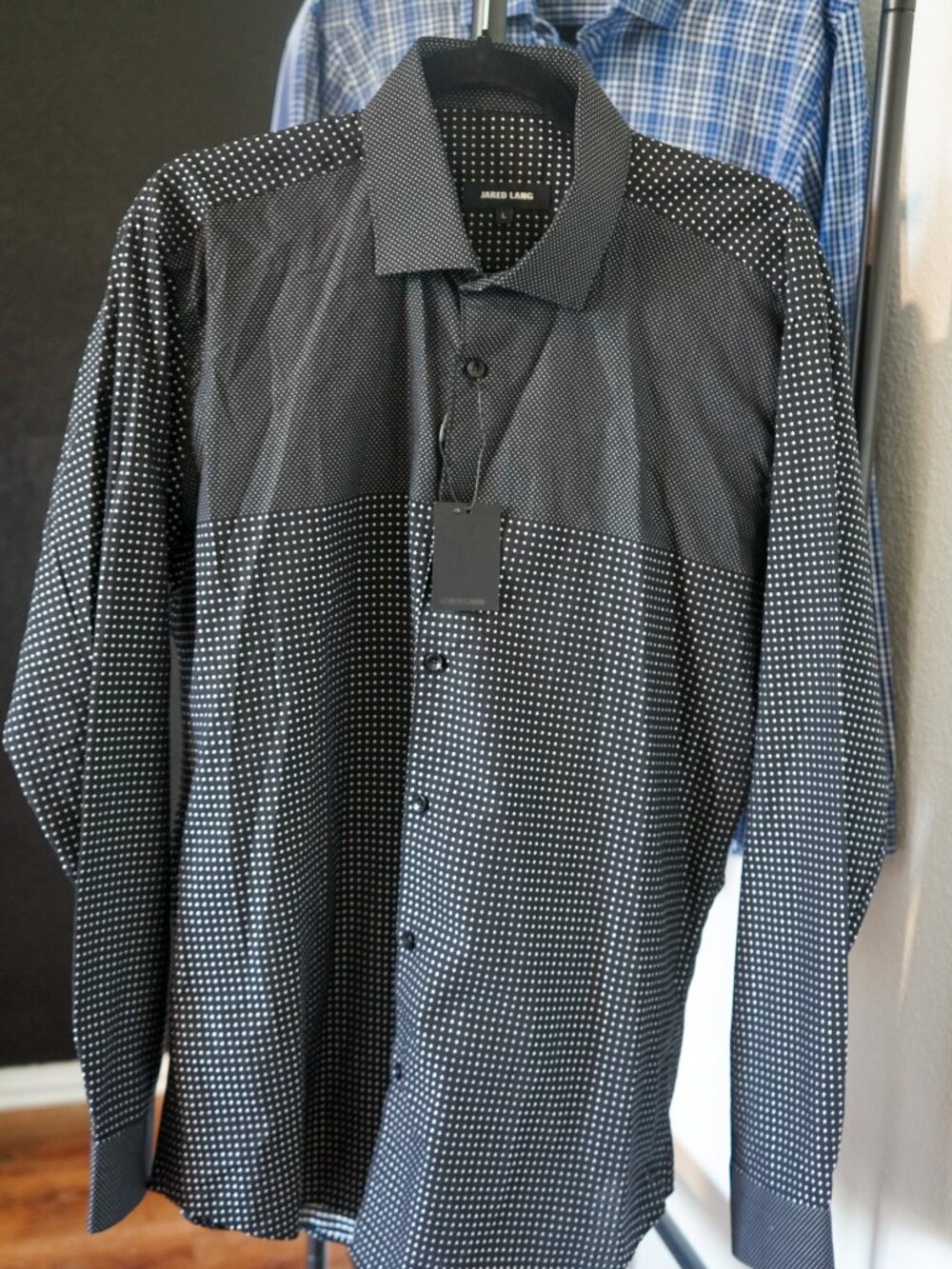Jared Lang - Black Polka Dot Long Sleeve Button Down Shirt Size Large